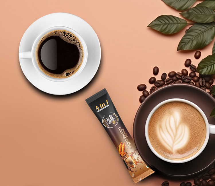 Mobile Comparison infographic of Regular Coffee versus Wellgin Coffee showing benefits like sustained energy, brain and immune health, and wellness support-10 pack