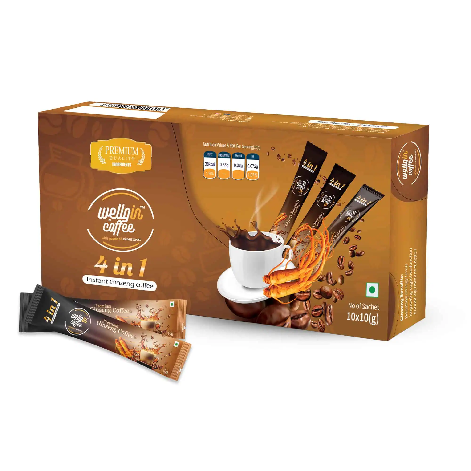 wellgin Coffee 10 Sachet Pack Front Image